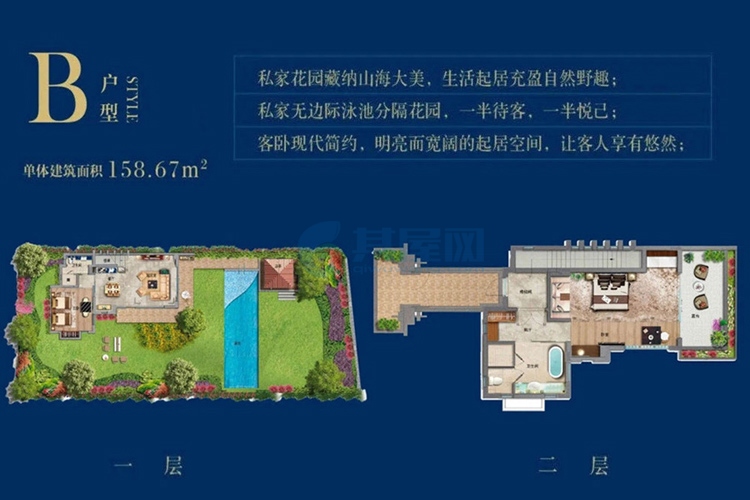 别墅B户型-建面约158.67㎡-2房2厅2卫