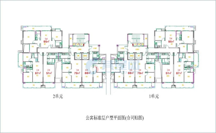 公寓标准层户型平面图