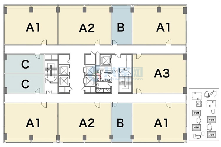 LOFT办公平面图建面约59-162㎡