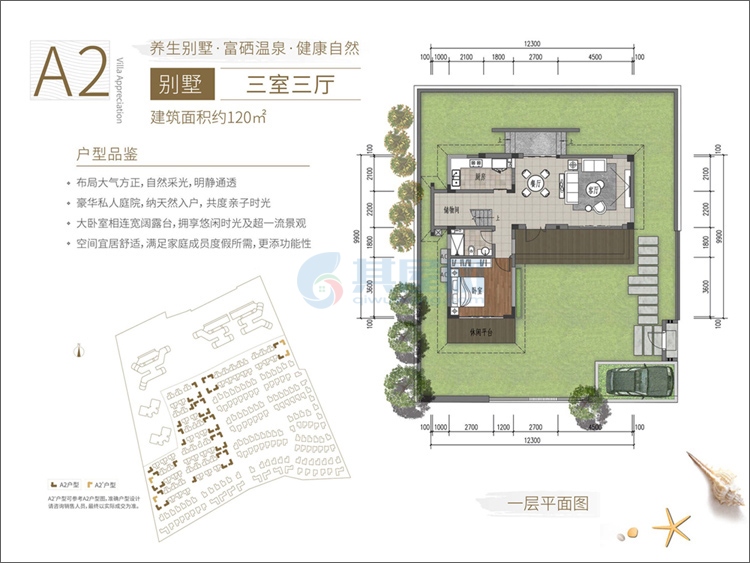 A2-02户型-建面约120.0㎡-3室3厅1卫