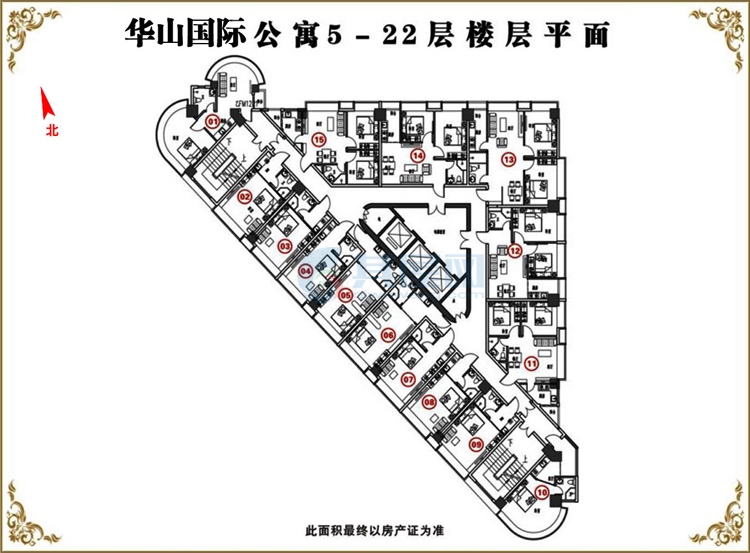 公寓5-22层楼层平面图