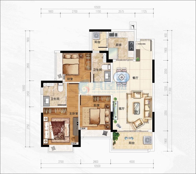 03户型-建面约110.09㎡-三房两厅两卫