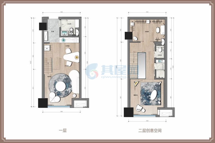 LOFT公寓-建面约51平-1房2厅2卫