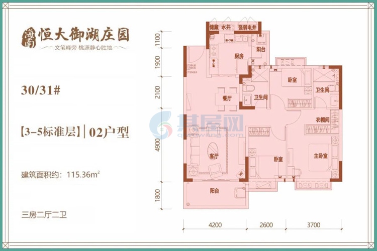 30/31#02户型-建面约115.36㎡-三房两厅两卫