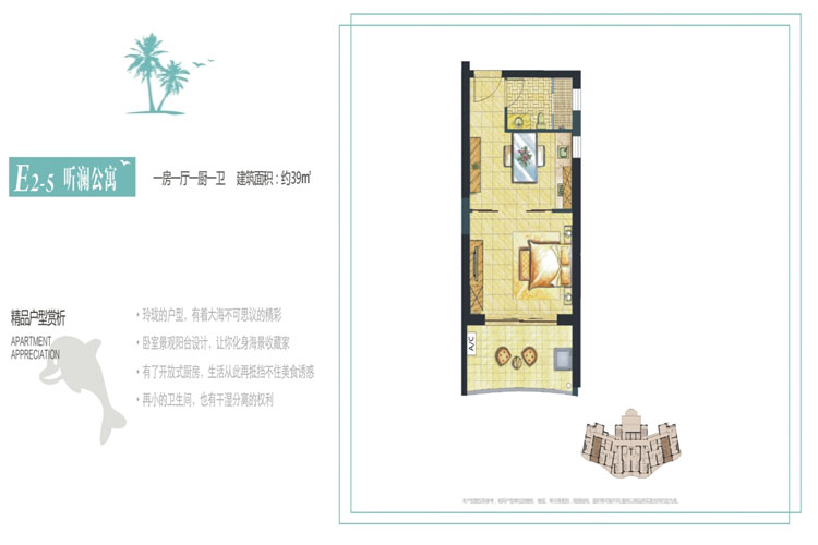 文昌世茂怒放海建面39平米户型图