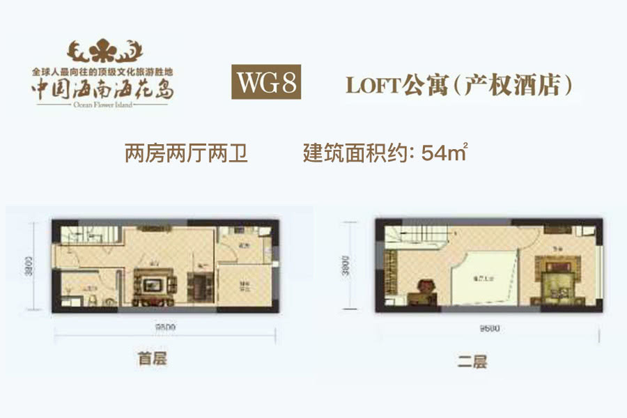 LOFT公寓-建面约54平两房两厅两卫