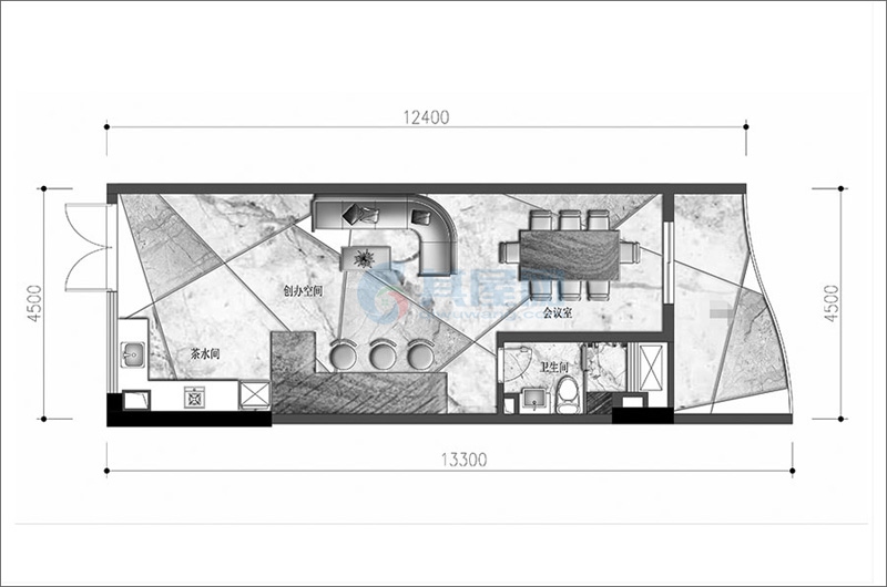 LOFT户型-建面约72㎡-2室1厅1卫