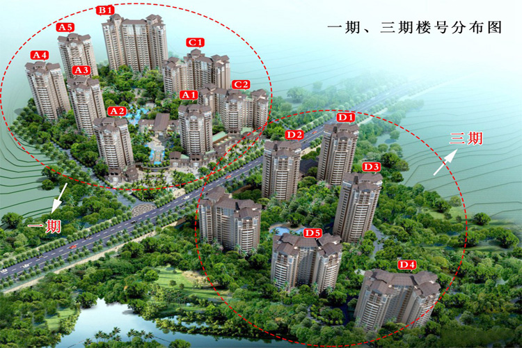 福隆丽水湾-一、三期楼号分布图